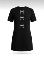 Fiyonk Detaylı Kısa Kollu Mini Elbise - Görsel 2