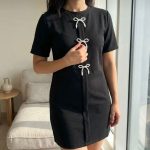Fiyonk Detaylı Kısa Kollu Mini Elbise
