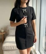 Fiyonk Detaylı Kısa Kollu Mini Elbise