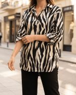 Zebra Desen Oversize Gömlek