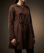 Kahverengi Bağlama Detay Oversize Kimono