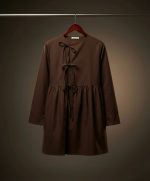 Kahverengi Bağlama Detay Oversize Kimono - Görsel 3