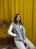 Mavi Cepli Kot Yelek - Görsel 2