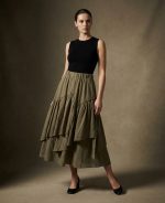 Tencel Kumaş Katlı Midi Etek